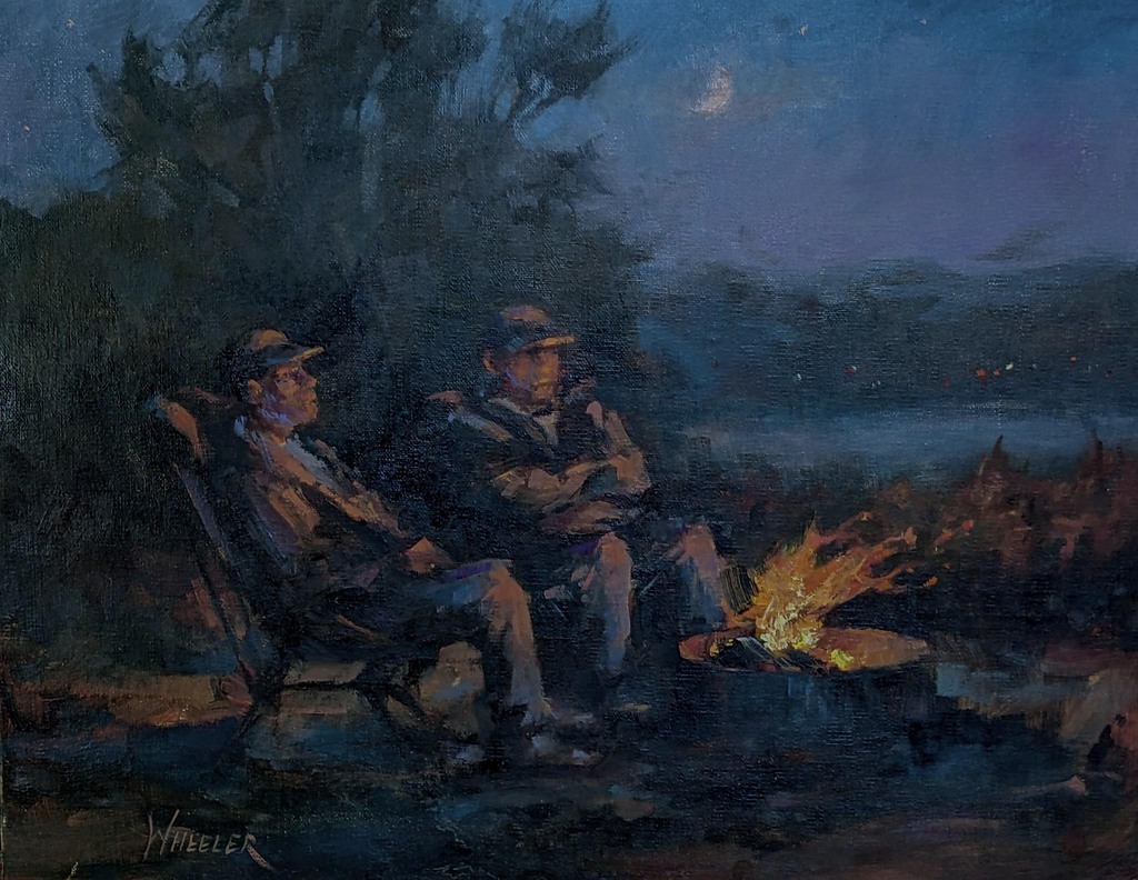 "Fireside Chat" Kathie Wheeler painting